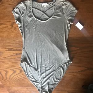 Olive Green Body Suit (with criss cross detail)